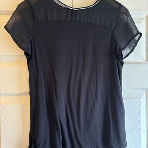 Worthington Black Sheer Sleeve Top